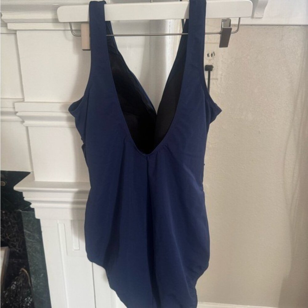 Lands end Slender  One-Piece Swimsuit blue tummy control BLUE - Picture 7 of 8